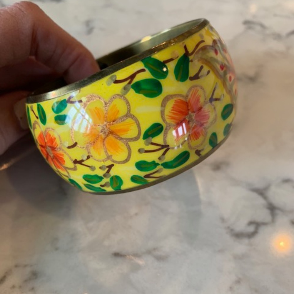 Hand Painted enamel & brass Bangle
